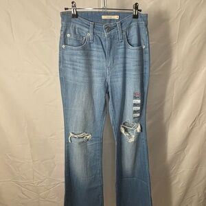 Levi's Light Blue Distressed Flare Jeans